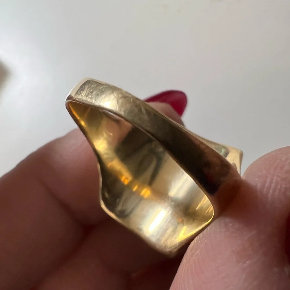 Vintage 14K Yellow Gold Tiger's Eye Roman Soldier Cameo Ring